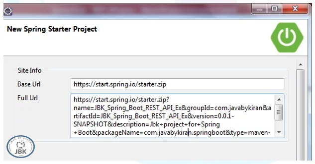 create Spring Starter Project via Spring Initializr Web Service